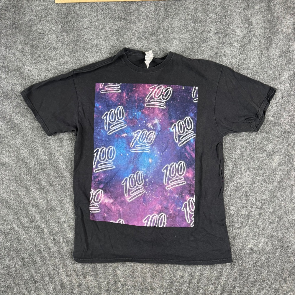 Delta T-Shirt Mens Size L Black Galaxy 100 Emoji Graphic Short Sleeve Cotton
